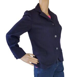 EVAN PICONE Wool Blazer Womens 8 Navy Blue Pockets Button Lined Union Label USA